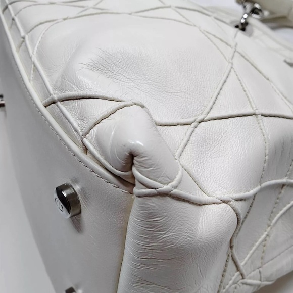 Christian Dior White Cannage Leather Shoulder Bag - Picture 5 of 9